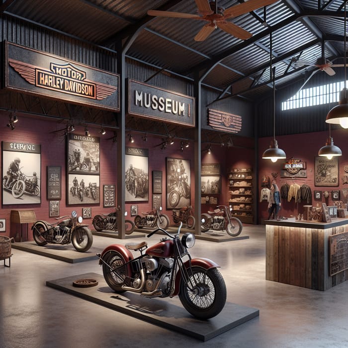 Vintage Harley Davidson Museum Interior in Hangar