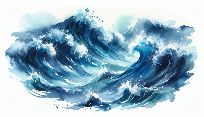 Stunning Watercolor Ocean Waves Artwork