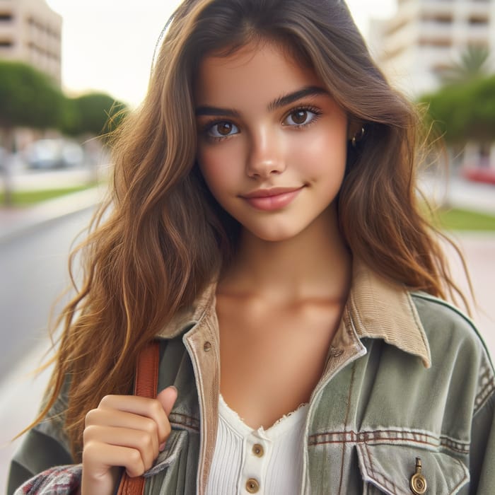 Make Me a Girl - Young Brunette Girl with Bright Smile and Spring Outfit