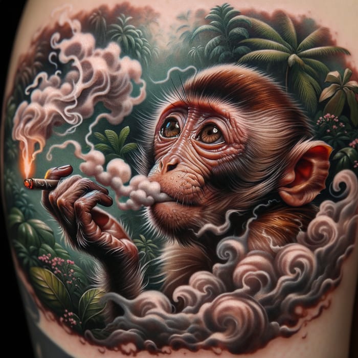 Monkey Tattoo in Jungle Environment