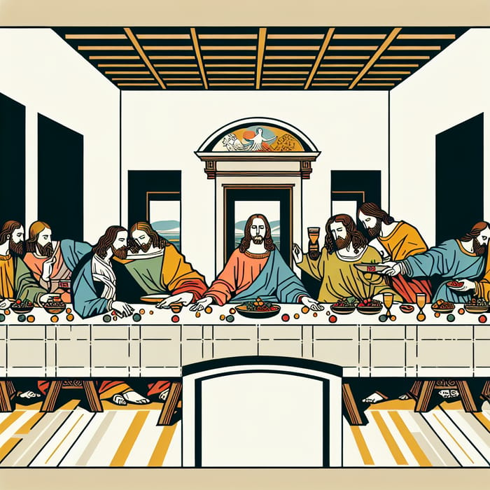 Simplified digital recreation of 'The Last Supper'