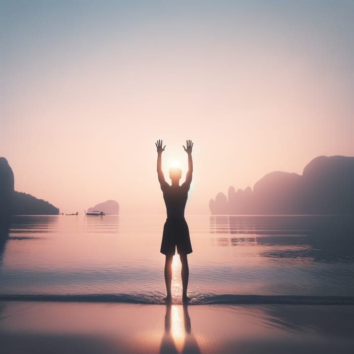 Serene Sunrise Silhouette at the Beach