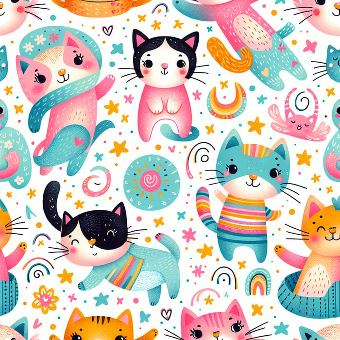 Playful Kids Cat Pattern for Fun Projects