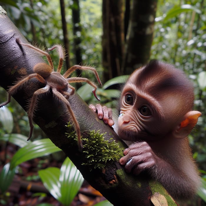 Mono Araña: Curious Monkey Meets Spider in Nature