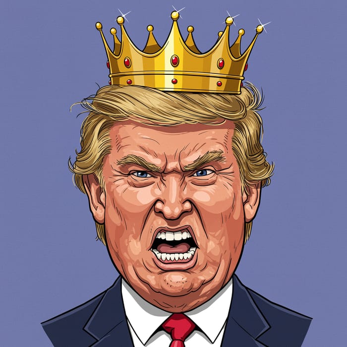 Angry Trump Caricature with Crown | Unique Artwork