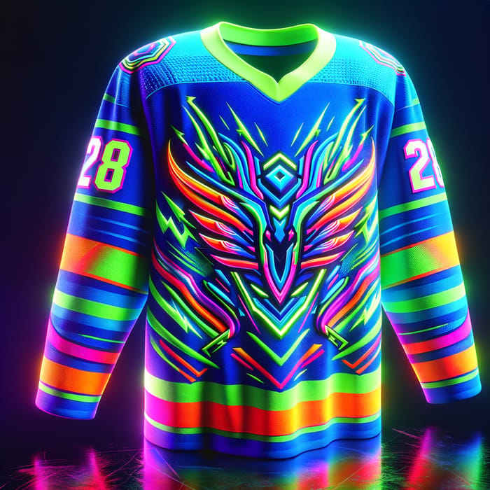 Vivid Neon Ice Hockey Jersey | Electric Blue & Neon Green