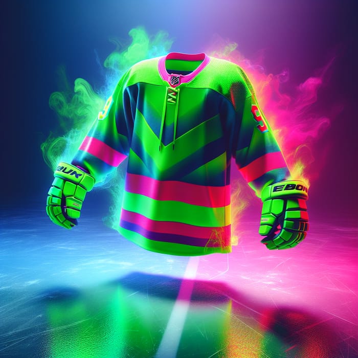 Distinct Neon Green & Magenta Ice Hockey Jerseys