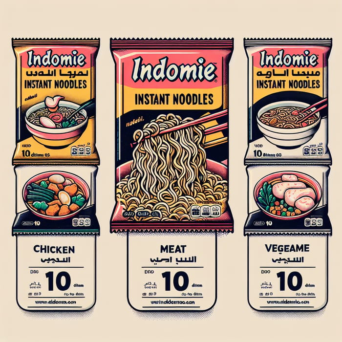 Indomie Types: Chicken, Meat, Vegetable - 10 Dirhams Each