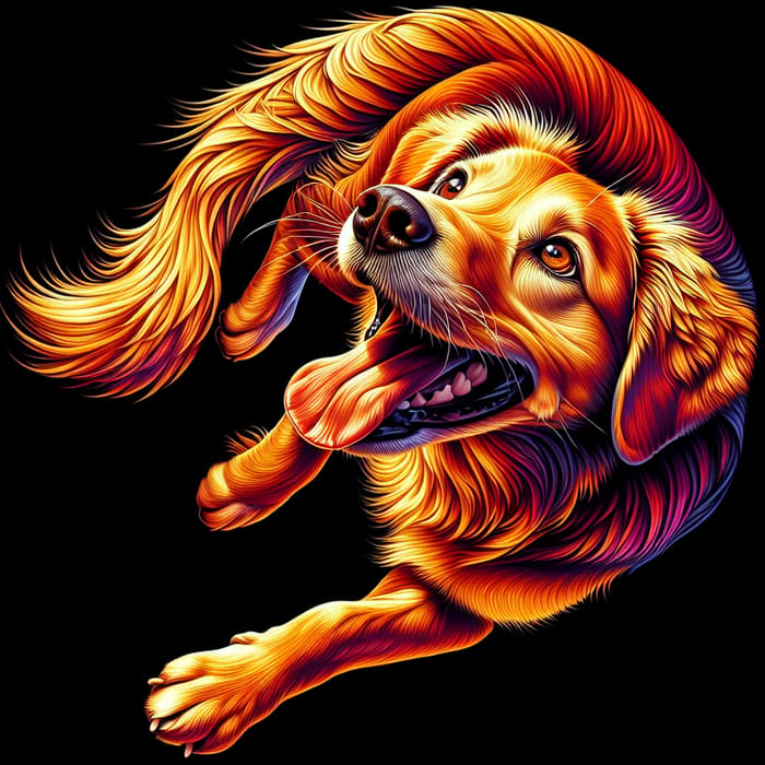 Vibrant Amber Playful Dog Sticker - Tail Wagging