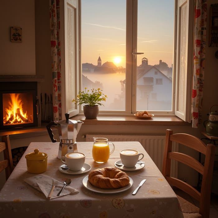 Photorealistic Kitchen Breakfast Scene