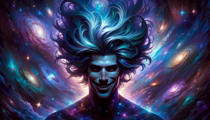 Cosmic Villain with Massive Blue & Purple Hair