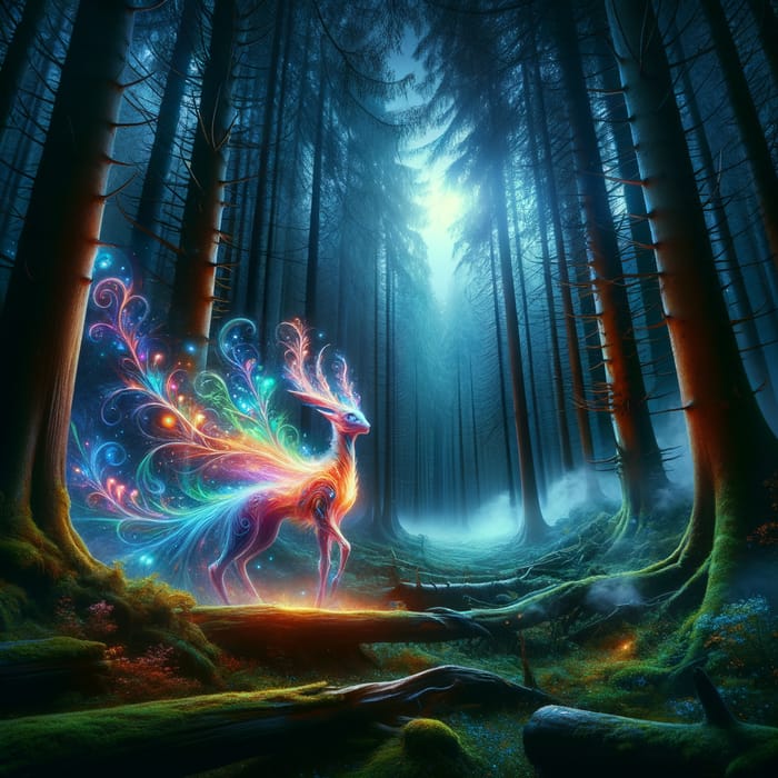 Ethereal Mystical Creature in Enchanted Forest