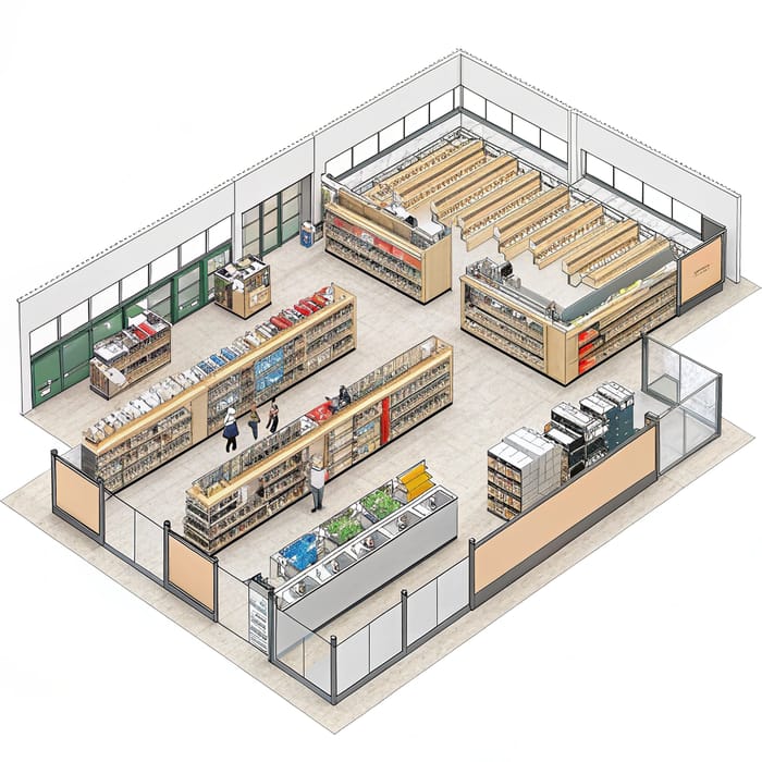 3D Isometric Layout Plan for Retail Stores