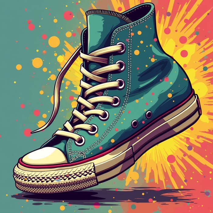 Vintage High-Top Sneakers in Retro Pop Art Style