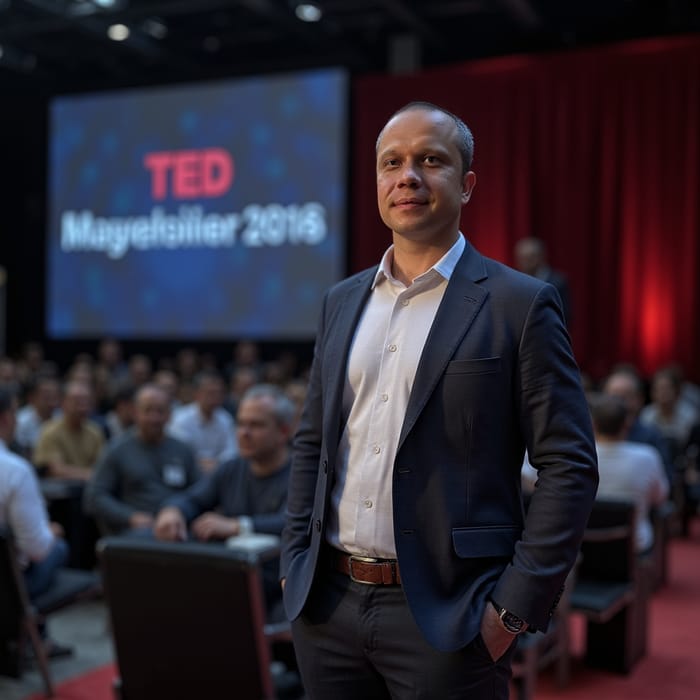 Keynote Speaker at TED Conference: A Realistic Photo