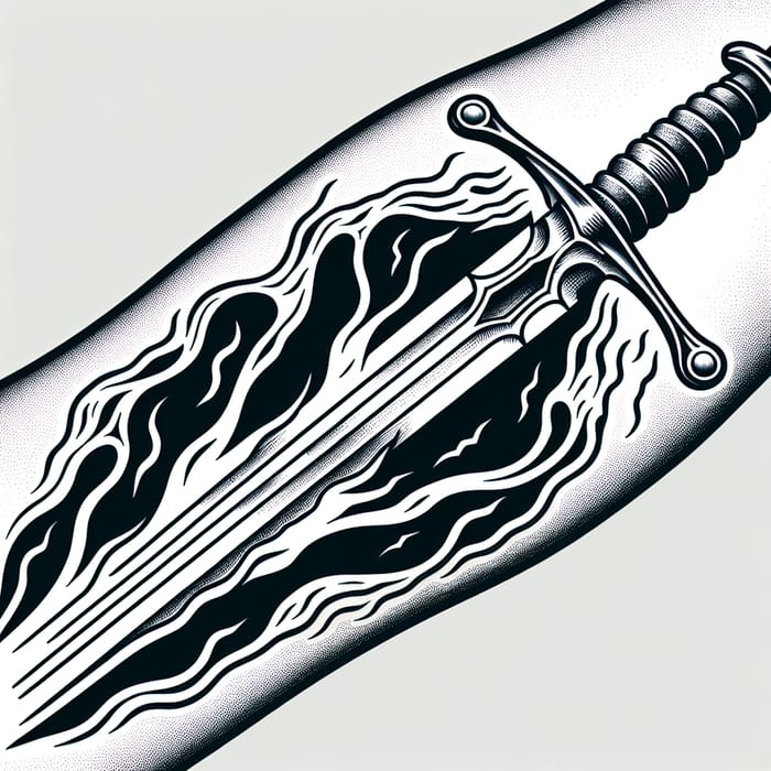 Realistic Skin Piercing Sword Tattoo Design