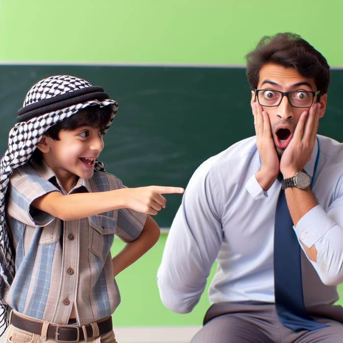 Disrespectful Interaction: Boy Disdainfully Advising Teacher