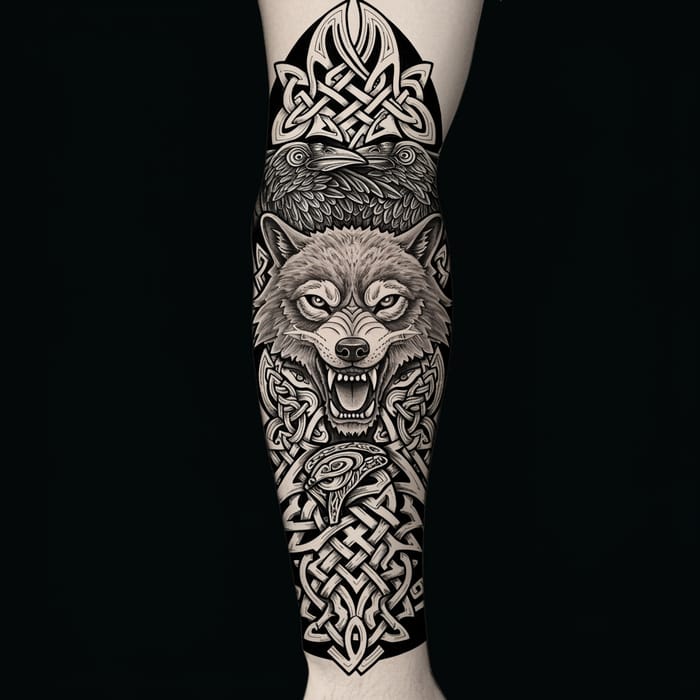 Black and White Viking Tattoo for Arm