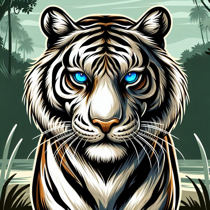 Blue-Eyed Tiger in Majestic Jungle