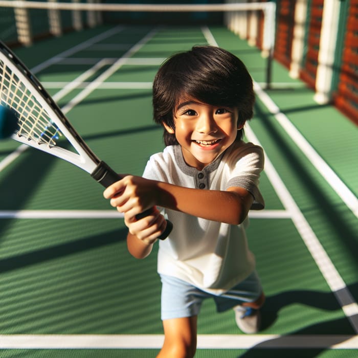 Kai: Excited Boy Playing Racket with Joy