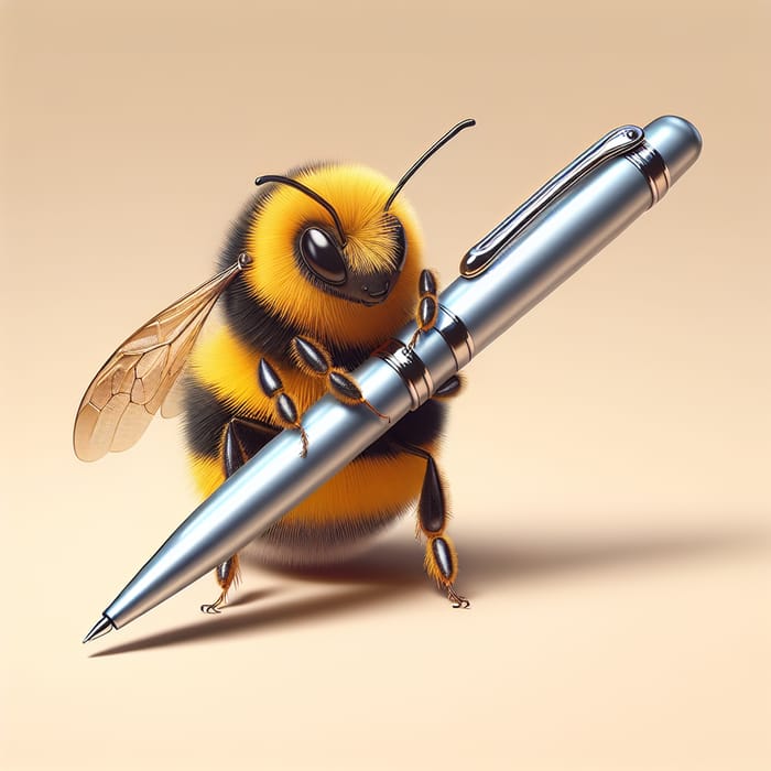 Creative Bee Holding a Pen - Humorous Art