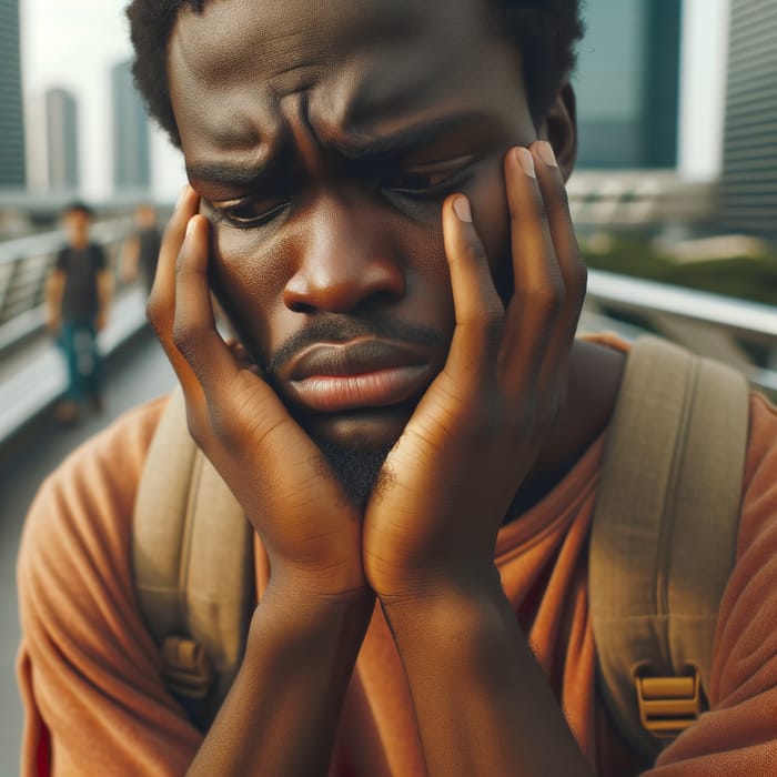 Sad Sudanese Expat Struggles with Communication Breakdown in Foreign Land Sad Sudanese Expat Struggles with Communication Breakdown in Foreign Land