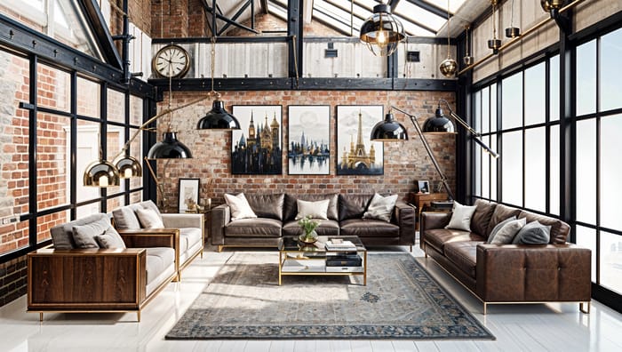 Chic Industrial Living Room Design Ideas