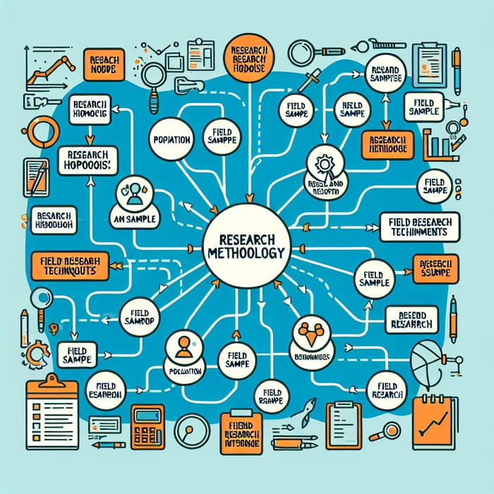 Research Methodology Mind Map: Hypothesis, Population, Field Techniques