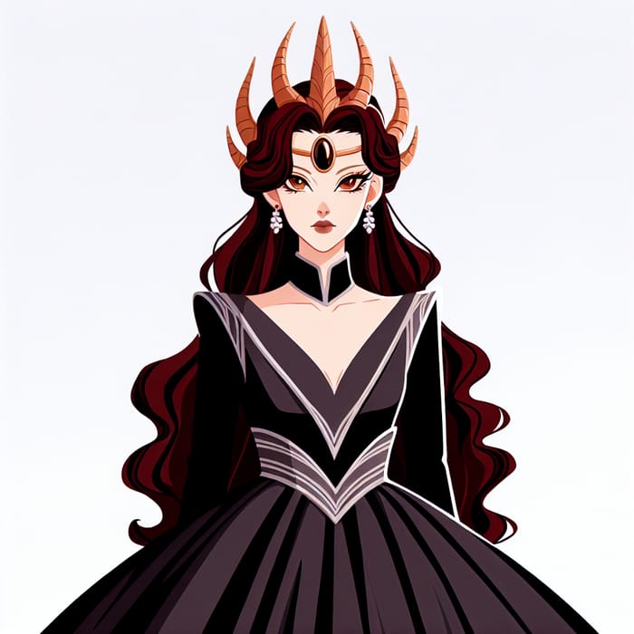 Saiyan Queen in Long Black Dress with Pointed Tiara