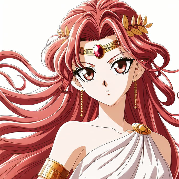 Saiyan Queen in Greek Gown | Long Reddish Hair, Diadem Beauty