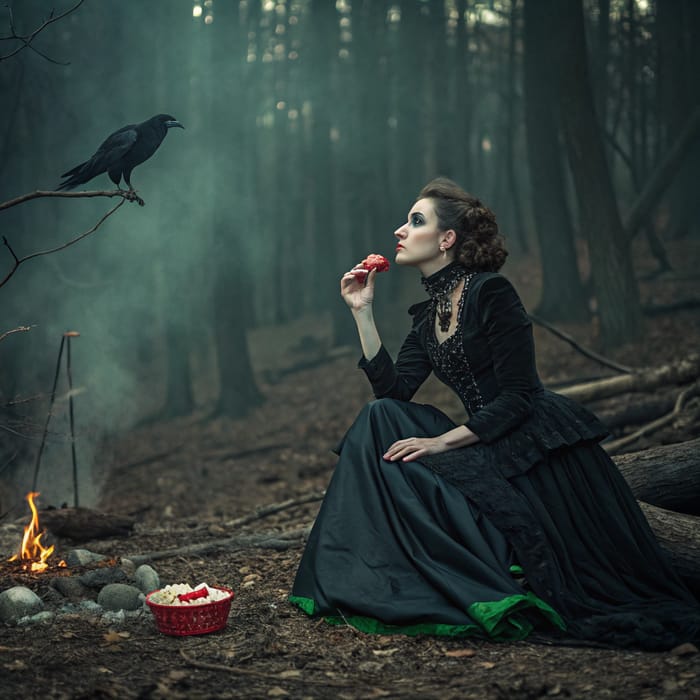 Enchanting Dark Victorian Scene With a Mysterious Woman