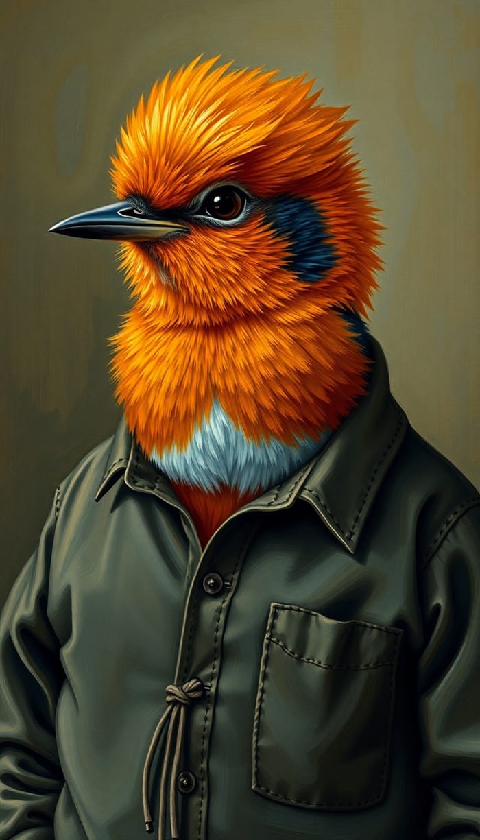 Vincent van Gogh Style Anthropomorphic Robin Art