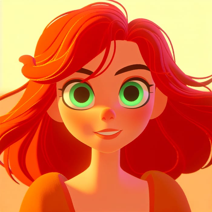 Adorable Red-Haired Girl in Pixar Animation Style