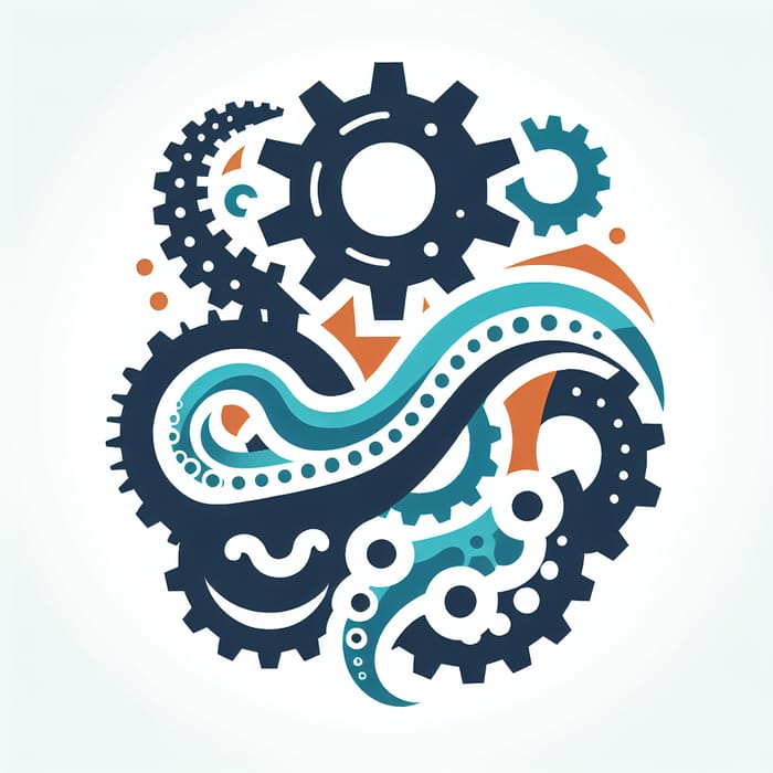 Modern Logo Design: Octopus Tentacle with Interlocking Gear