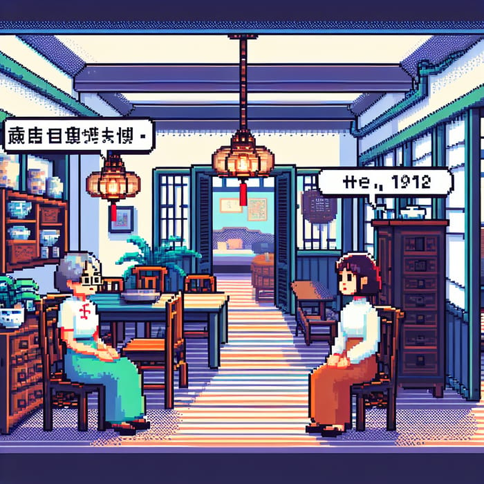 Charming Pixel Art Home: A Conversation in Style