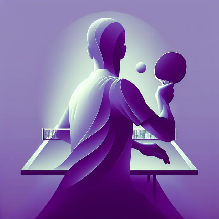 Dynamic Table Tennis Player in Violet | Minimalist Sport Imagery
