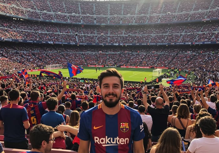 FC Barcelona Fan at Camp Nou Stadium FC Barcelona Fan at Camp Nou Stadium