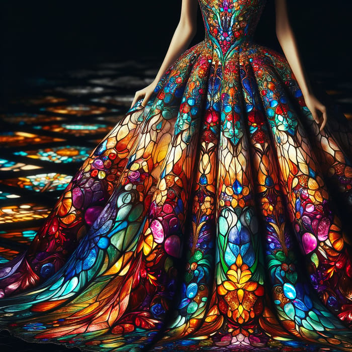 Stained Glass Gown: Vibrant Cathedral Hues