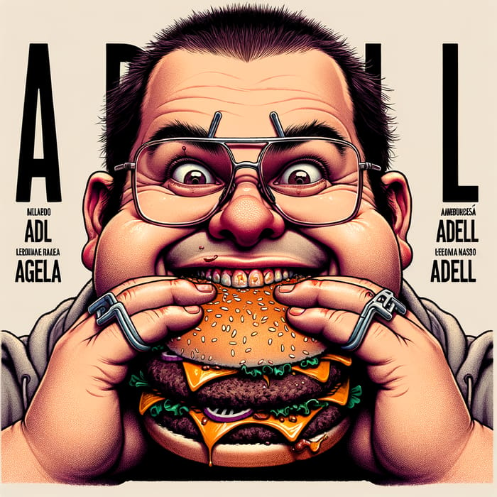 Adell Movie Cover Design: Chubby Braces-Wearing Guy Eating Burger