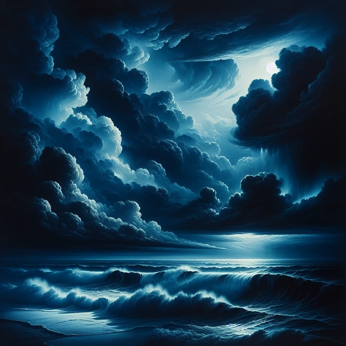 Dramatic Stormy Night | Rich Blues & Grays | Crashing Waves