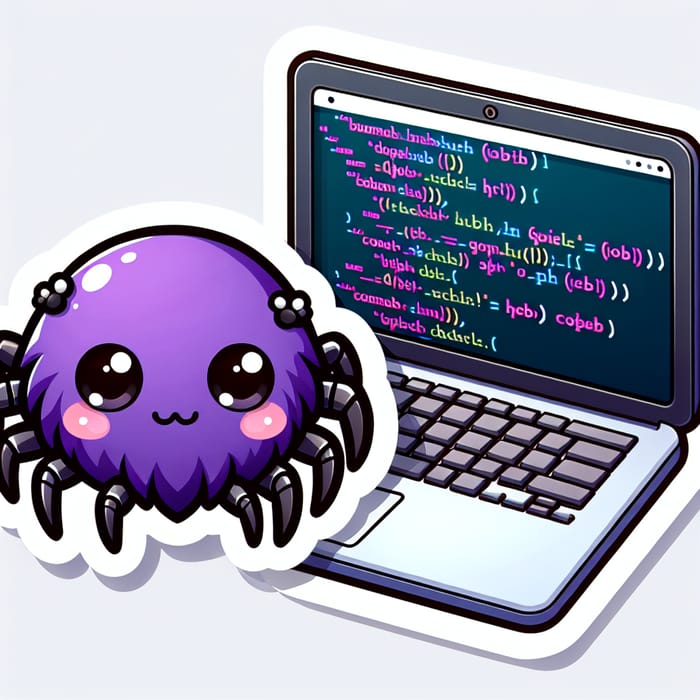 Cute Purple Spider Sticker in Military Style with HTML Code