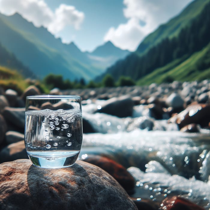 Crystal Clear Water on Rock - Tranquil Mountain Stream