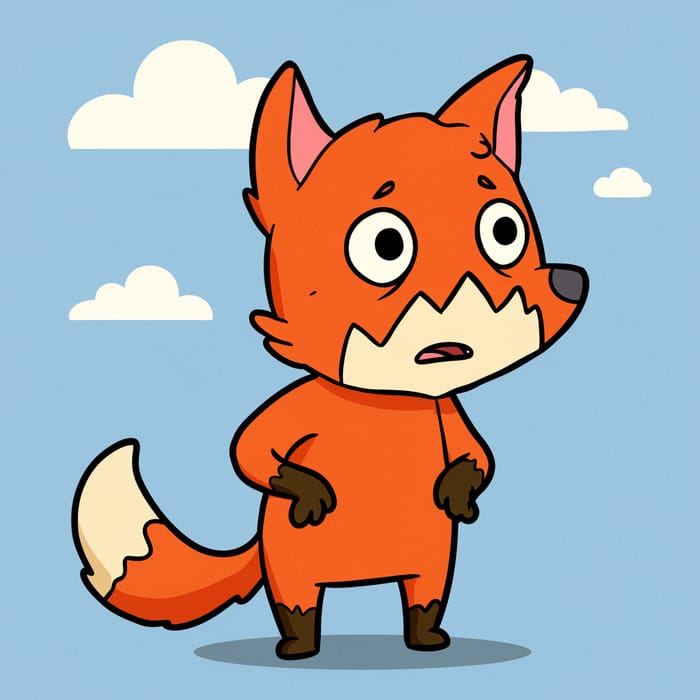 Worried Cartoon Fox - Expressive and Fun