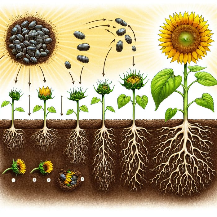 Sunflower Seedling Growth - Process and Illustration