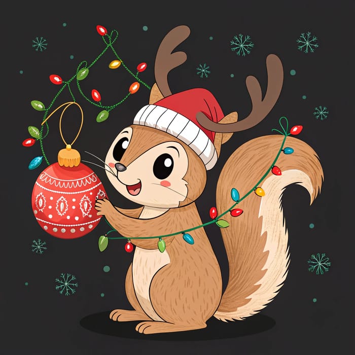 Playful Squirrel Holiday T-Shirt Design