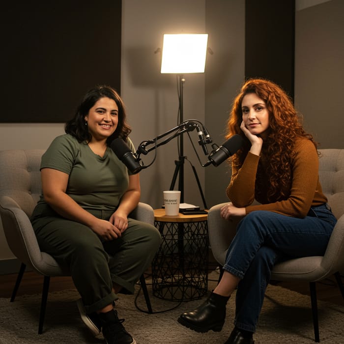Dynamic Duo: Olive-Skinned Podcast Hosts Dynamic Duo: Olive-Skinned Podcast Hosts