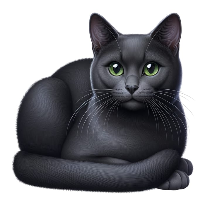 Beautiful Charcoal Grey Domestic Cat with Bright Green Eyes