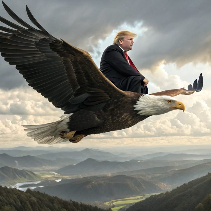 Donald Trump Flying on an Eagle