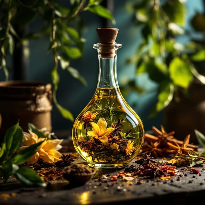 Elegant Glass Bottle with Herbs & Spices