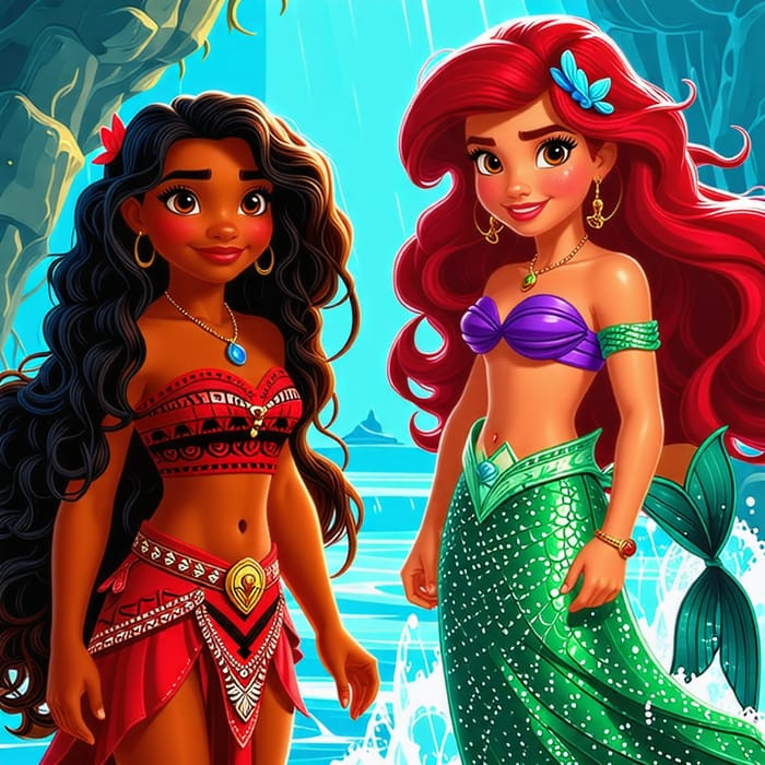 Mirabel Madrigal, Moana, Ariel - Encanto Disney Crossover